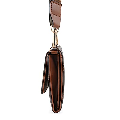 Valentino Orlandi Printed Brown Vegan Leather Crossbody Bag 