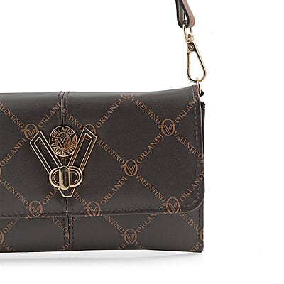 Valentino Orlandi Printed Brown Vegan Leather Crossbody Bag 