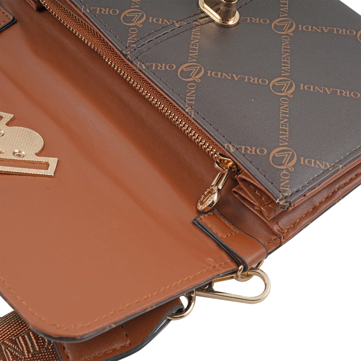 Valentino Orlandi Brown Printed Vegan Leather Crossbody Bag  image number 5