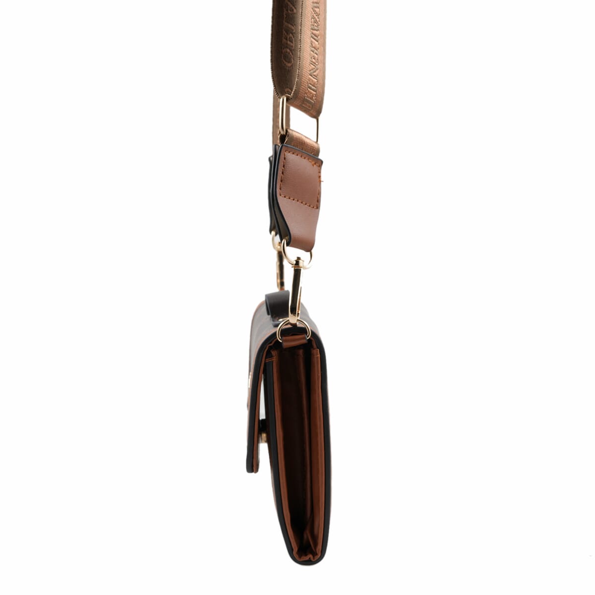 Valentino Orlandi Printed Brown and Cognac Trimmed Vegan Leather Crossbody Bag image number 1