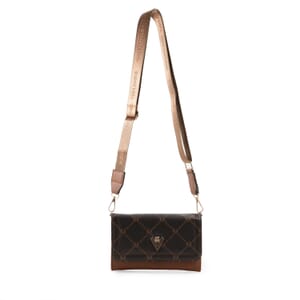 Valentino Orlandi Printed Brown & Cognac Vegan Leather Crossbody Bag 