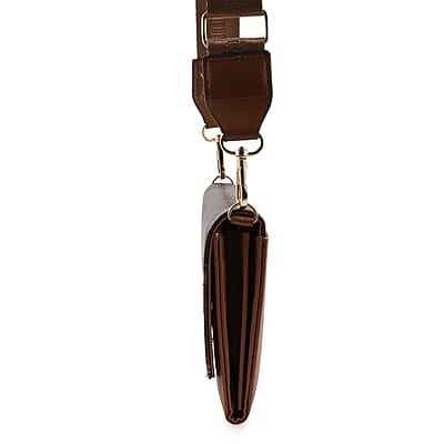 Valentino Orlandi Printed Brown & Cognac Vegan Leather Crossbody Bag