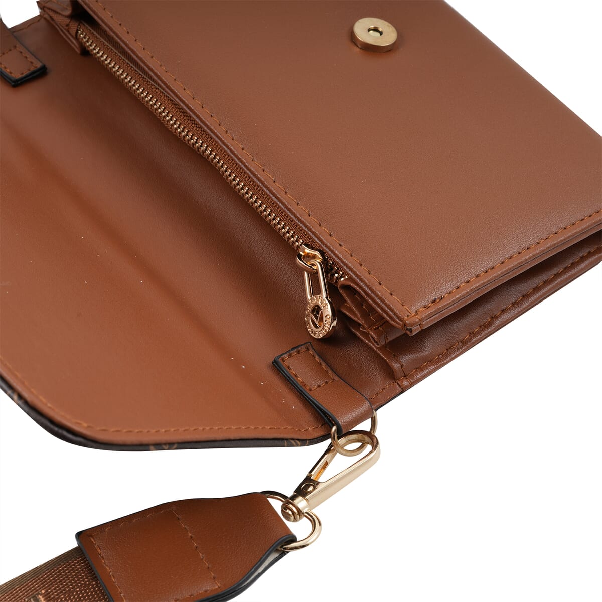 Valentino Orlandi Printed Brown & Cognac Vegan Leather Crossbody Bag  image number 4