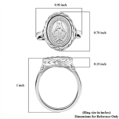Miraculous Medal Ring in Stainless Steel (Size 10.0)