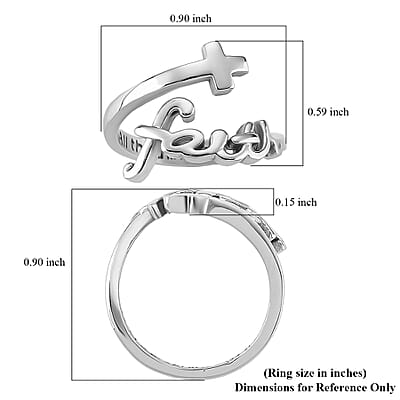 Faith and Cross Ring in Stainless Steel (Size 10.0)