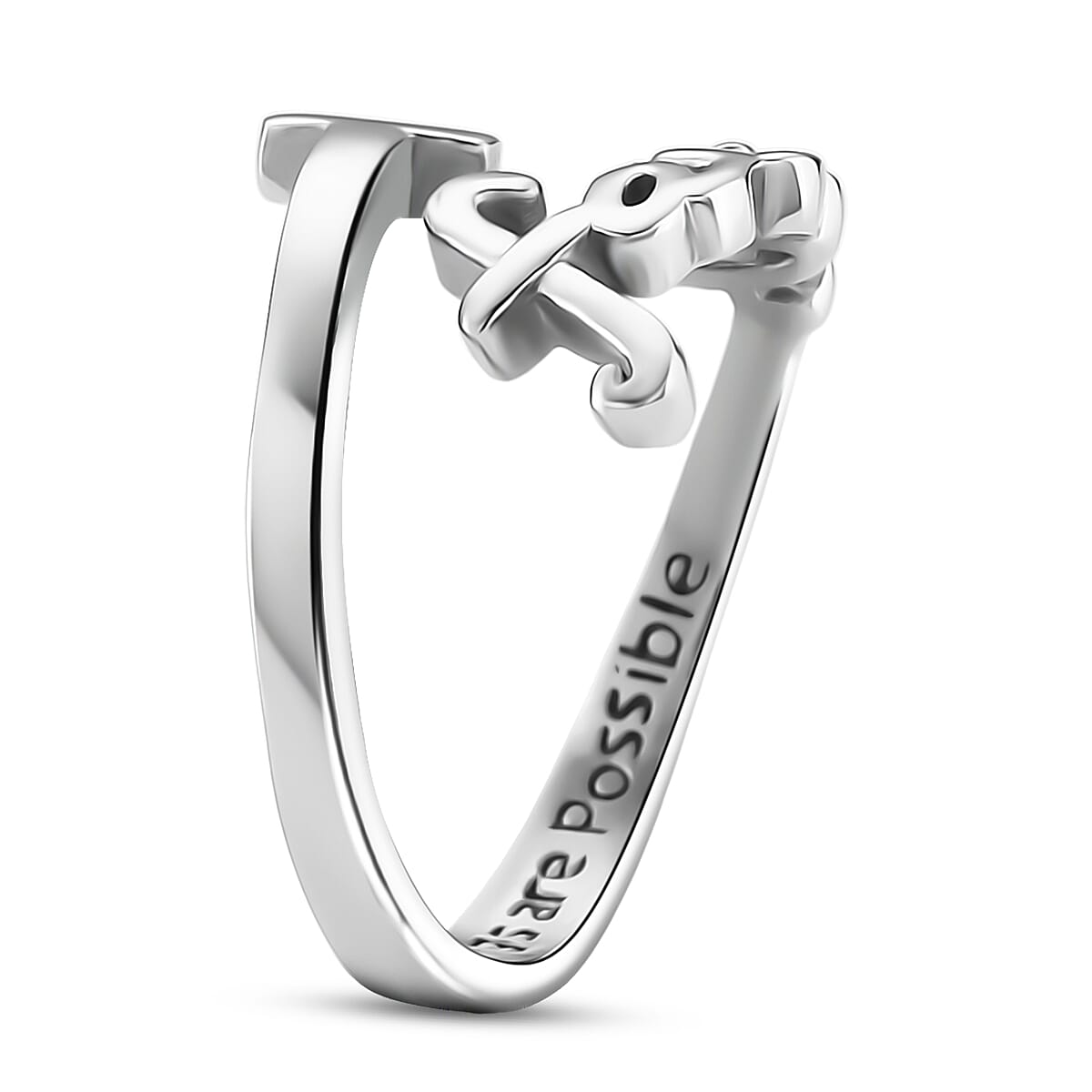 Faith and Cross Ring in Stainless Steel (Size 8.0) image number 2