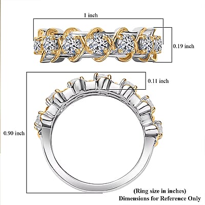 Luxuriant Lab Grown Diamond 1.00 ctw Band Ring in 18K Vermeil YG and Rhodium Over Sterling Silver (Size 10.0)