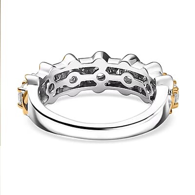 Luxuriant Lab Grown Diamond 1.00 ctw Band Ring in 18K Vermeil YG and Rhodium Over Sterling Silver (Size 10.0)