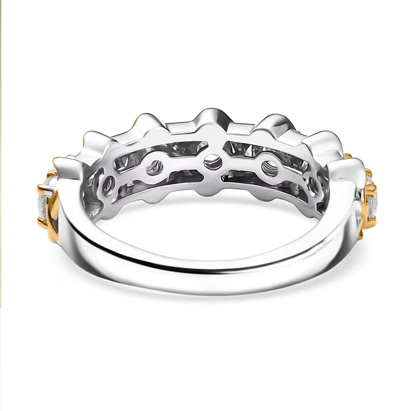Luxuriant Lab Grown Diamond SI 1.00 ctw Infinity Spark Ring in 18K Vermeil YG and Rhodium Over Sterling Silver (Size 10.0)