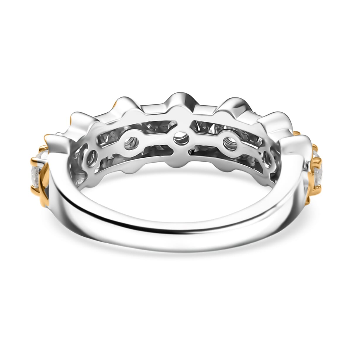 Luxuriant Lab Grown Diamond 1.00 ctw Band Ring in 18K Vermeil YG and Rhodium Over Sterling Silver (Size 6.0)  image number 4