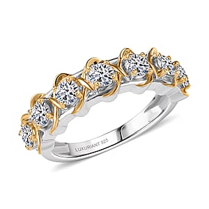 Luxuriant Lab Grown Diamond SI 1.00 ctw Infinity Spark Ring in 18K Vermeil YG and Rhodium Over Sterling Silver (Size 7.0) 