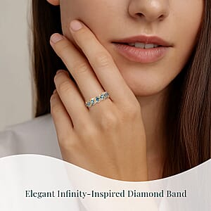 Luxuriant Lab Grown Blue Diamond (IR) SI 1.00 ctw Infinity Spark Ring in 18K Vermeil YG and Rhodium Over Sterling Silver (Size 7.0) 