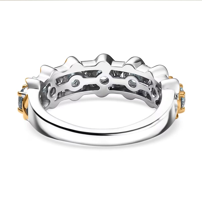 Luxuriant Lab Grown Blue Diamond (IR) SI 1.00 ctw Infinity Spark Ring in 18K Vermeil YG and Rhodium Over Sterling Silver (Size 7.0)