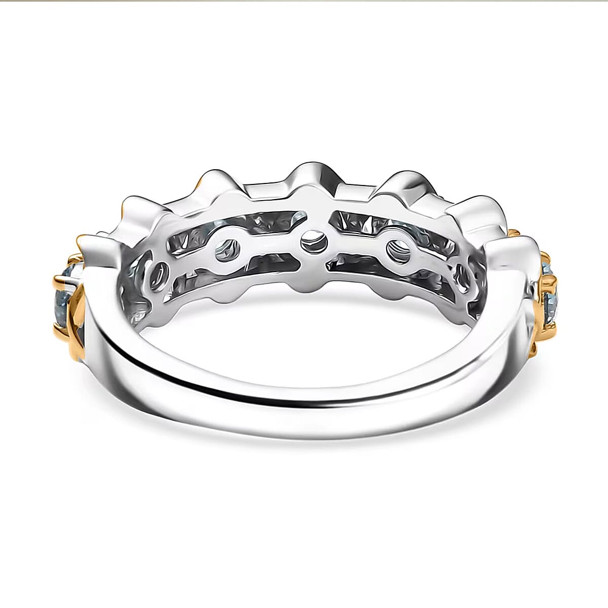 Luxuriant Lab Grown Blue Diamond (IR) SI 1.00 ctw Infinity Spark Ring in 18K Vermeil YG and Rhodium Over Sterling Silver (Size 8.0)  image number 7