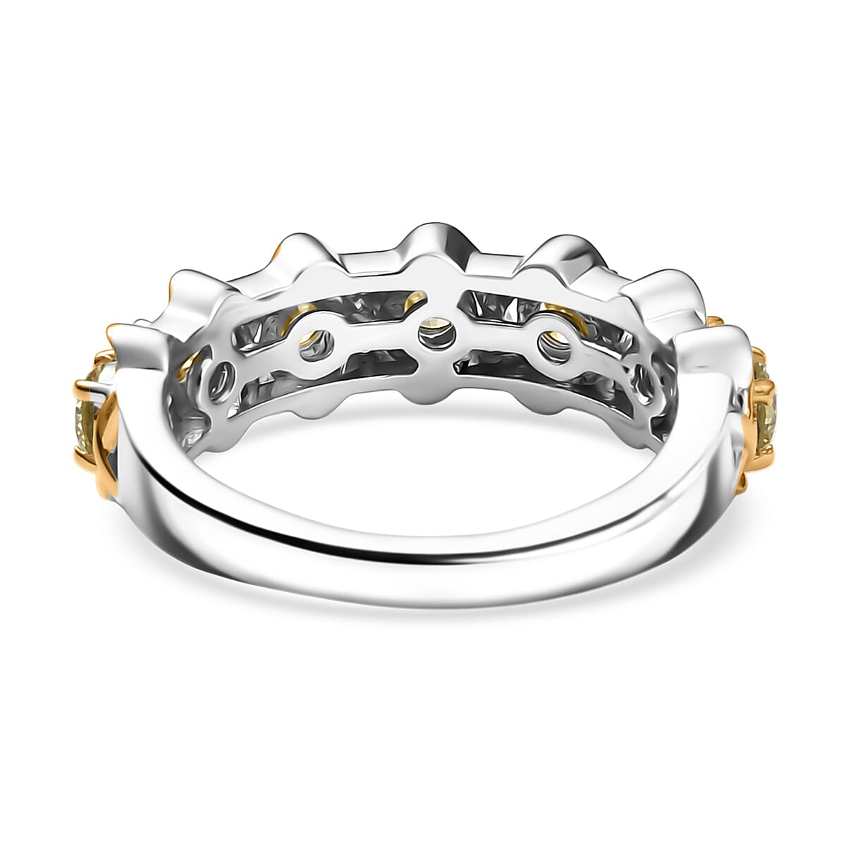 Luxuriant Lab Grown Yellow Diamond 1.00 ctw Band Ring in 18K Vermeil YG and Rhodium Over Sterling Silver (Size 7.0)  image number 4