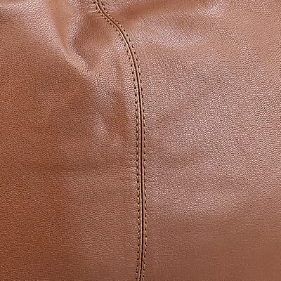 La Marey Brown Genuine Leather Macrame Flap Tote Bag