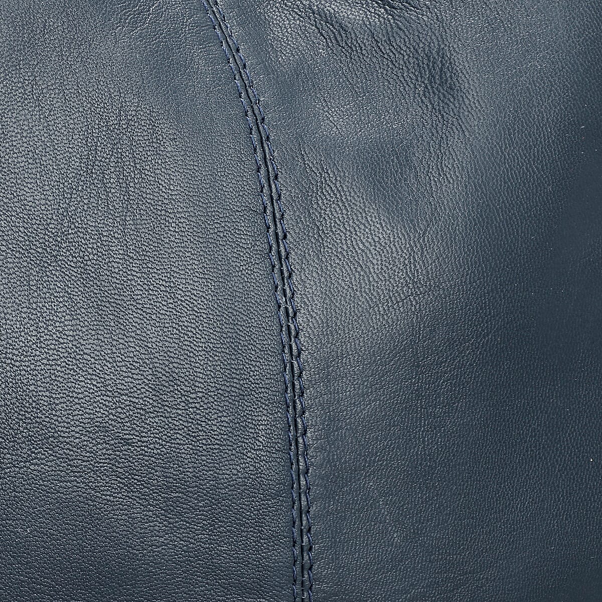 La Marey Blue Genuine Leather Macrame Flap Tote Bag image number 6