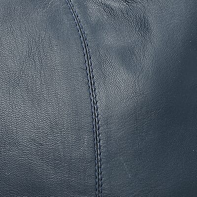 La Marey Blue Genuine Leather Macrame Flap Tote Bag