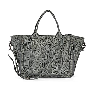 LA MAREY Gray 100% Genuine Leather Tote Bag 