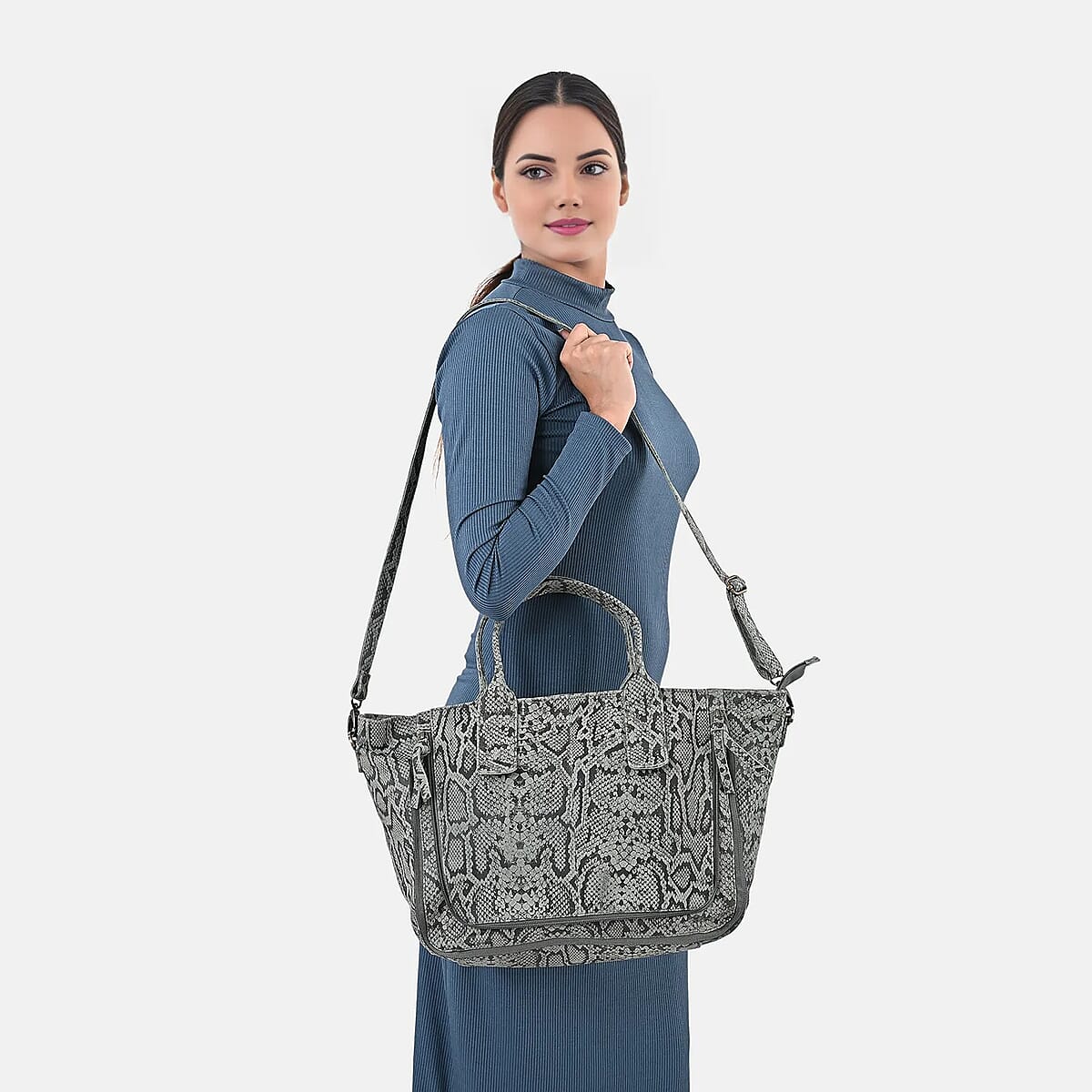 LA MAREY Gray 100% Genuine Leather Tote Bag  image number 1