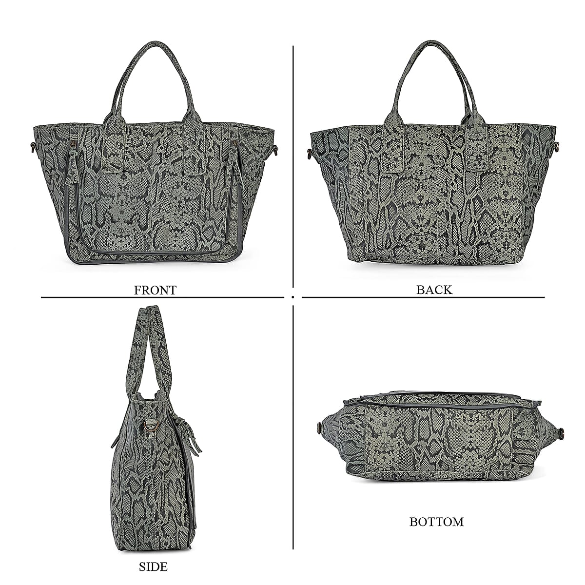 LA MAREY Gray 100% Genuine Leather Tote Bag  image number 4