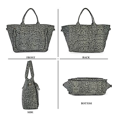 LA MAREY Gray 100% Genuine Leather Tote Bag