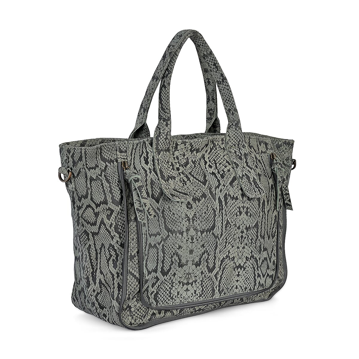 LA MAREY Gray 100% Genuine Leather Tote Bag  image number 5