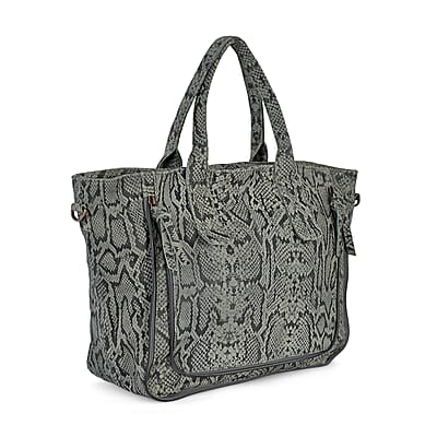 LA MAREY Gray 100% Genuine Leather Tote Bag