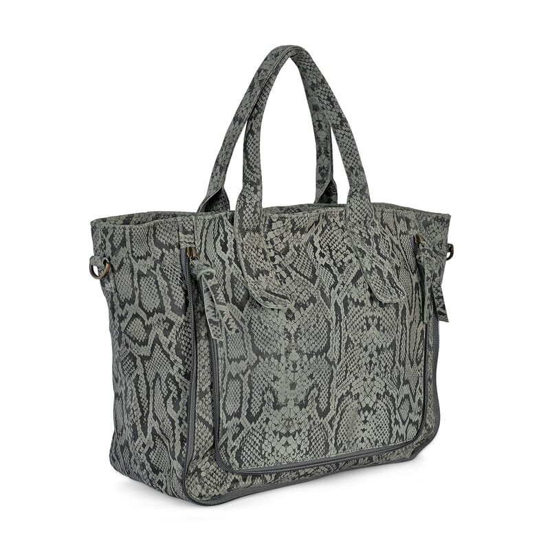 LA MAREY Gray 100% Genuine Leather Tote Bag