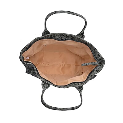 LA MAREY Gray 100% Genuine Leather Tote Bag