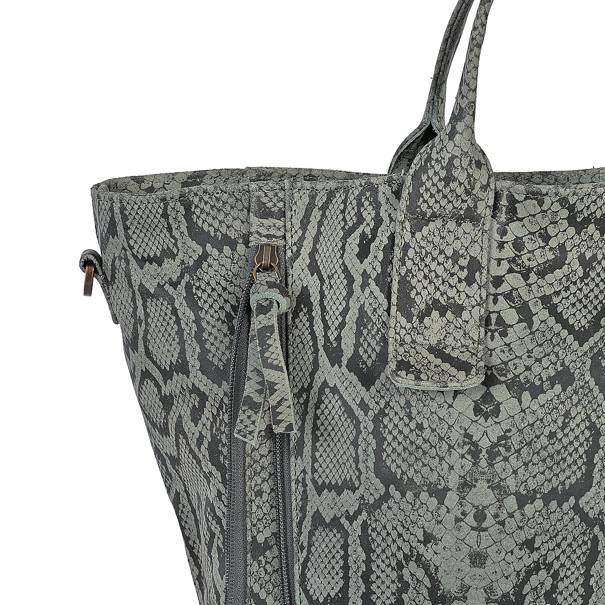 LA MAREY Gray 100% Genuine Leather Tote Bag  image number 7