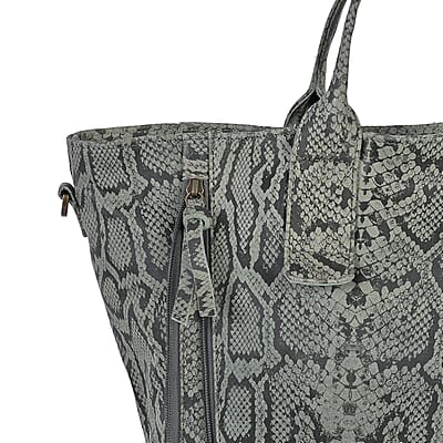 LA MAREY Gray 100% Genuine Leather Tote Bag