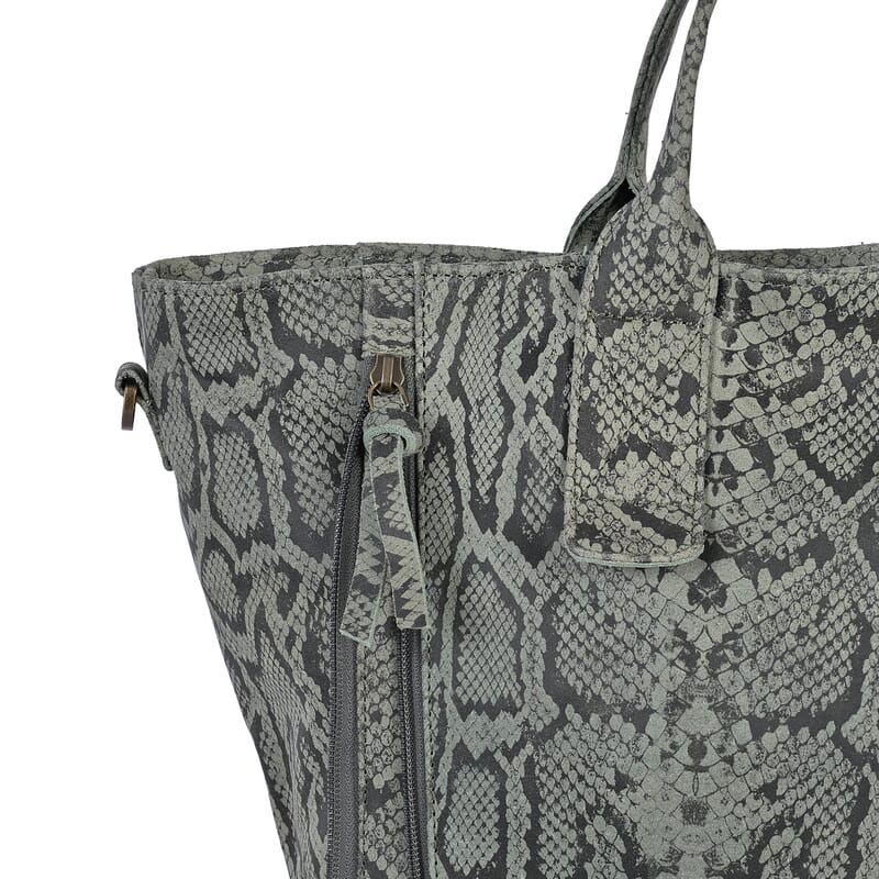 LA MAREY Gray 100% Genuine Leather Tote Bag