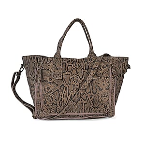 LA MAREY Brown 100% Genuine Leather Tote Bag 