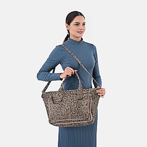 LA MAREY Brown 100% Genuine Leather Tote Bag 