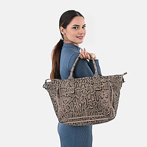 LA MAREY Brown 100% Genuine Leather Tote Bag 