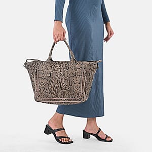 LA MAREY Brown 100% Genuine Leather Tote Bag 