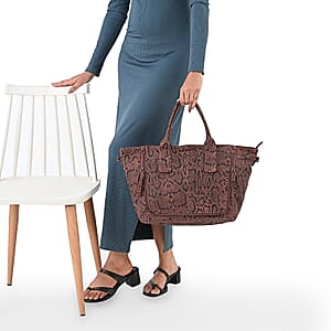 LA MAREY Burgundy 100% Genuine Leather Tote Bag 