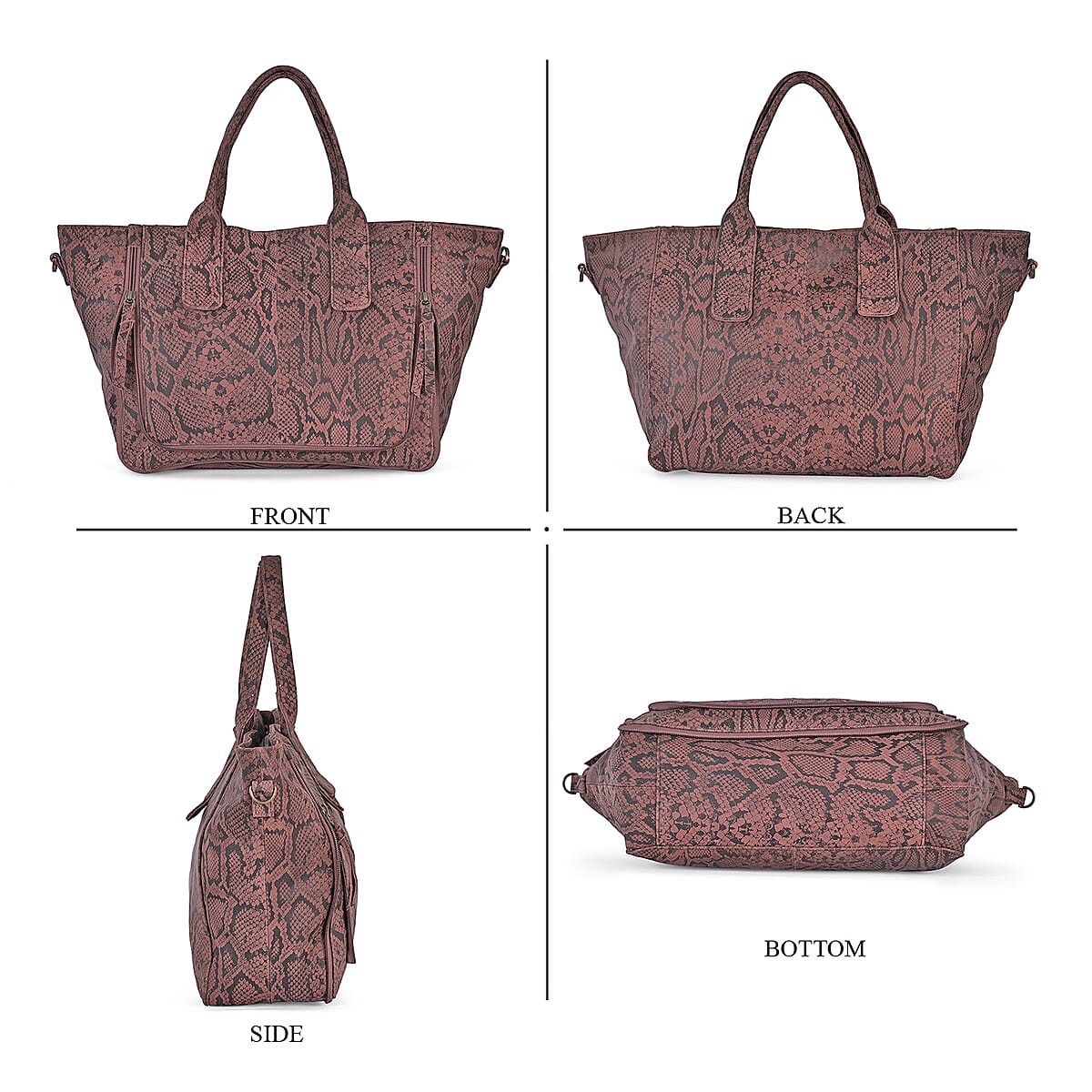 LA MAREY Burgundy 100% Genuine Leather Tote Bag  image number 4