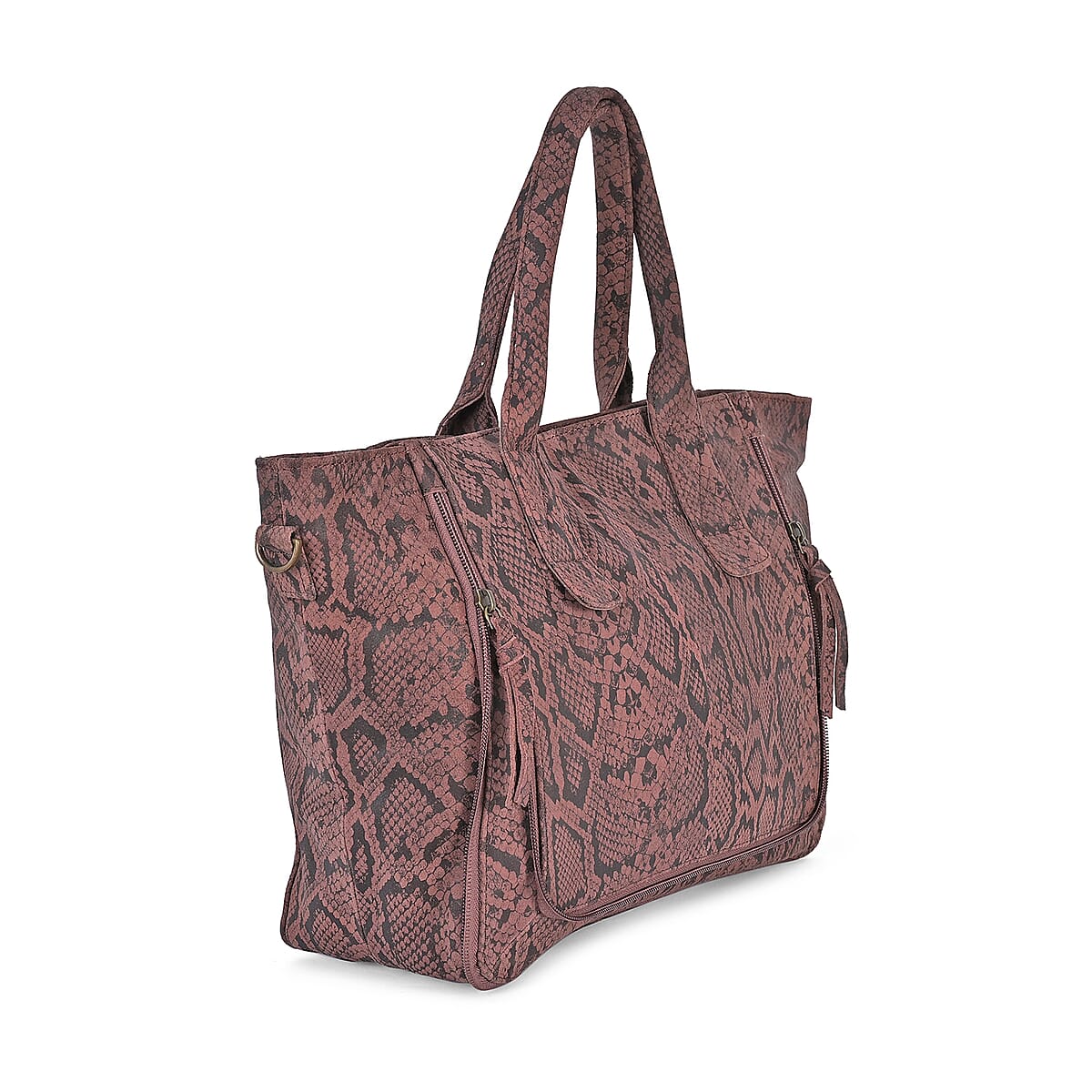 LA MAREY Burgundy 100% Genuine Leather Tote Bag  image number 5