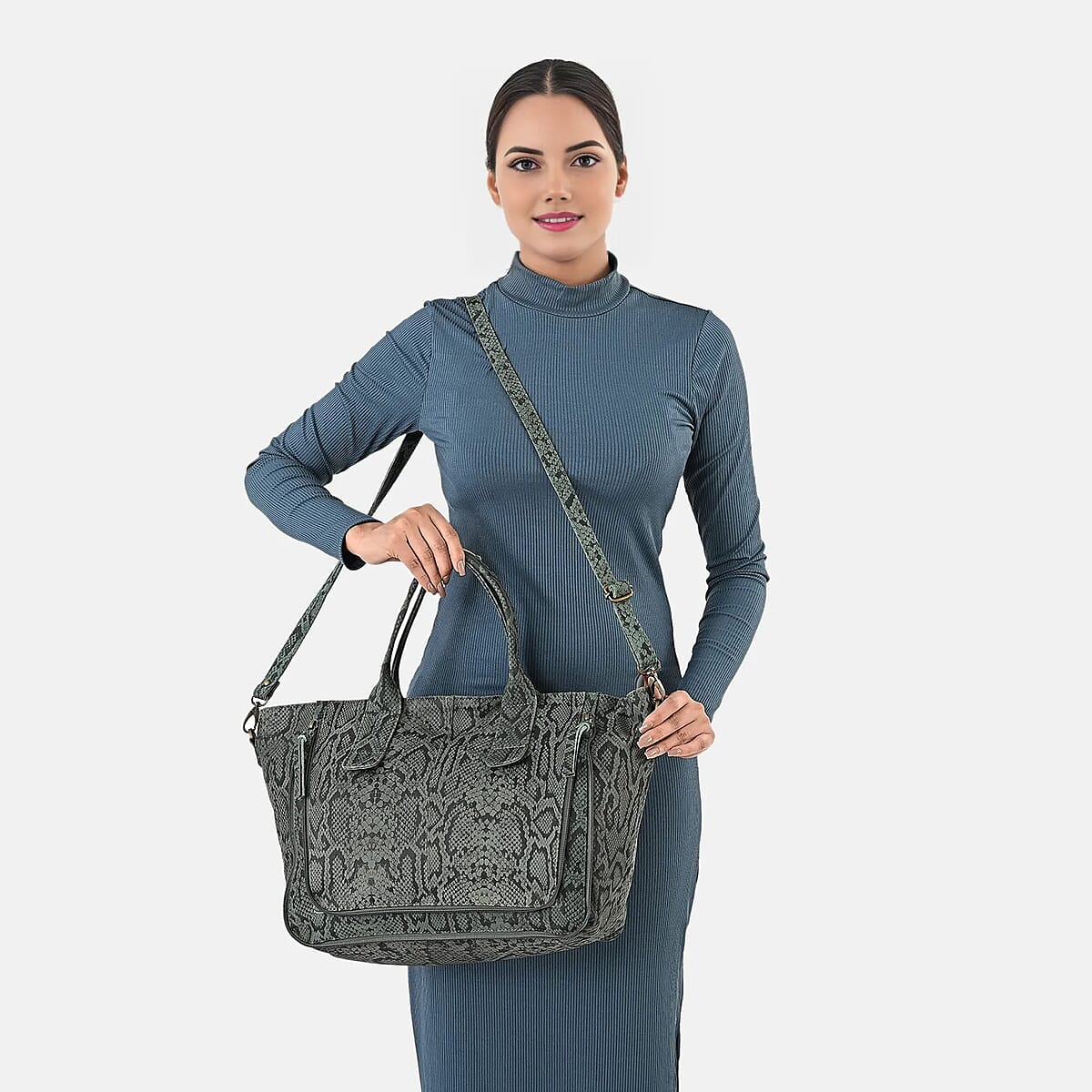 LA MAREY Green 100% Genuine Leather Tote Bag  image number 1