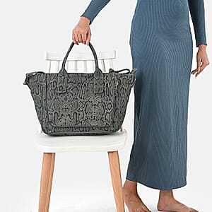 LA MAREY Green 100% Genuine Leather Tote Bag 