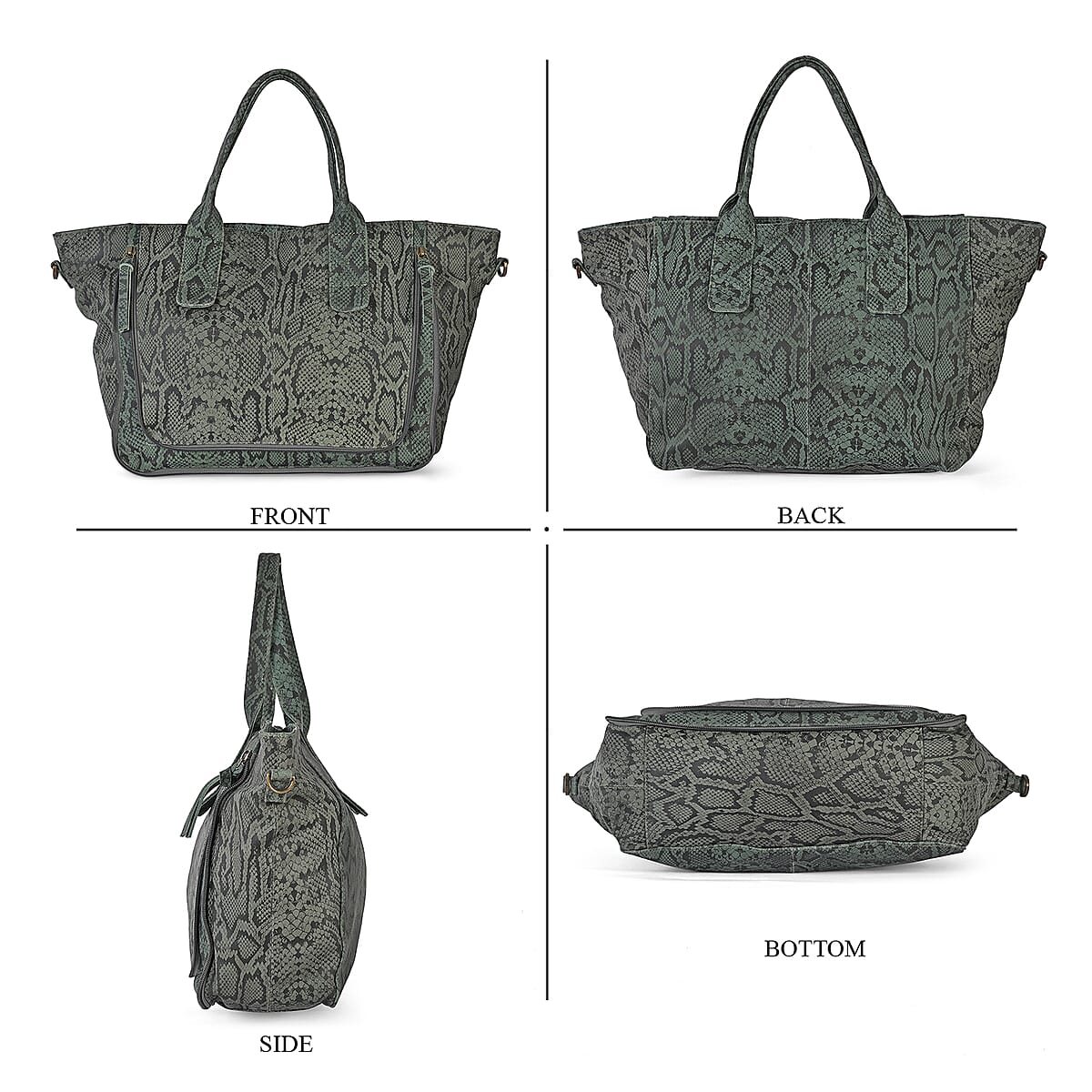 LA MAREY Green 100% Genuine Leather Tote Bag  image number 4