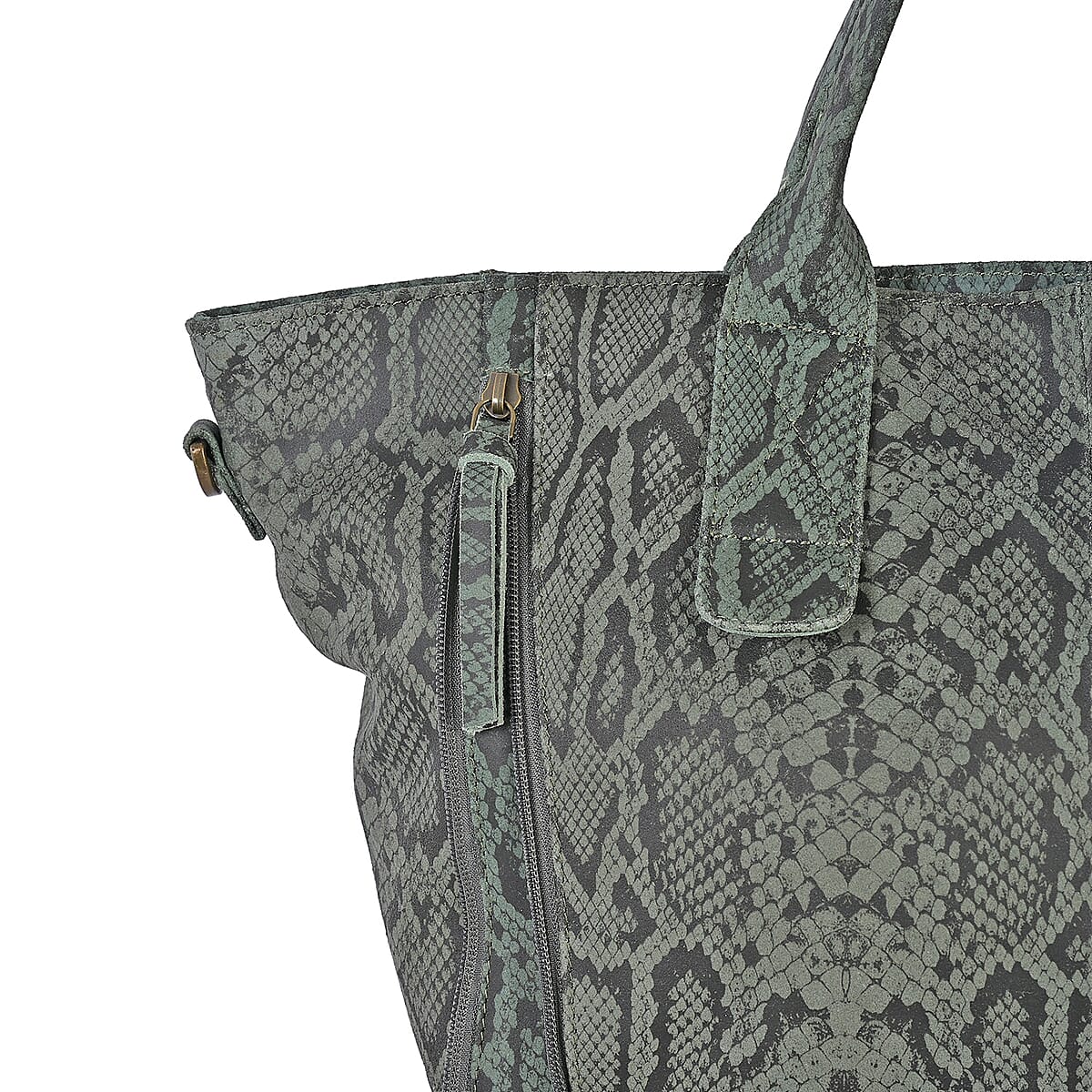 LA MAREY Green 100% Genuine Leather Tote Bag  image number 7