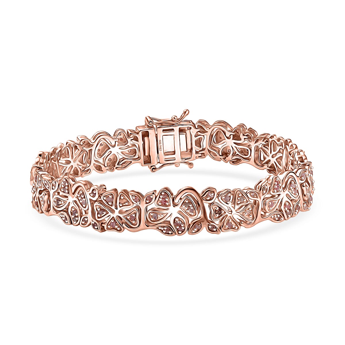 D'Joy Uncut Natural Pink Diamond 1.50 ctw Floral Bracelet in 18K Vermeil Rose Gold Over Sterling Silver (6.50 In) image number 0