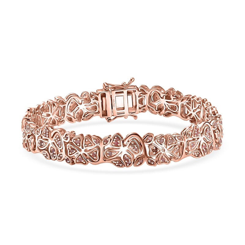 D'Joy Uncut Natural Pink Diamond 1.50 ctw Floral Bracelet in 18K Vermeil Rose Gold Over Sterling Silver (6.50 In)