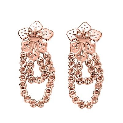 D'Joy Uncut Natural Pink Diamond 1.00 ctw Floral Earrings in 18K Vermeil Rose Gold Over Sterling Silver