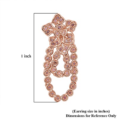 D'Joy Uncut Natural Pink Diamond 1.00 ctw Floral Earrings in 18K Vermeil Rose Gold Over Sterling Silver