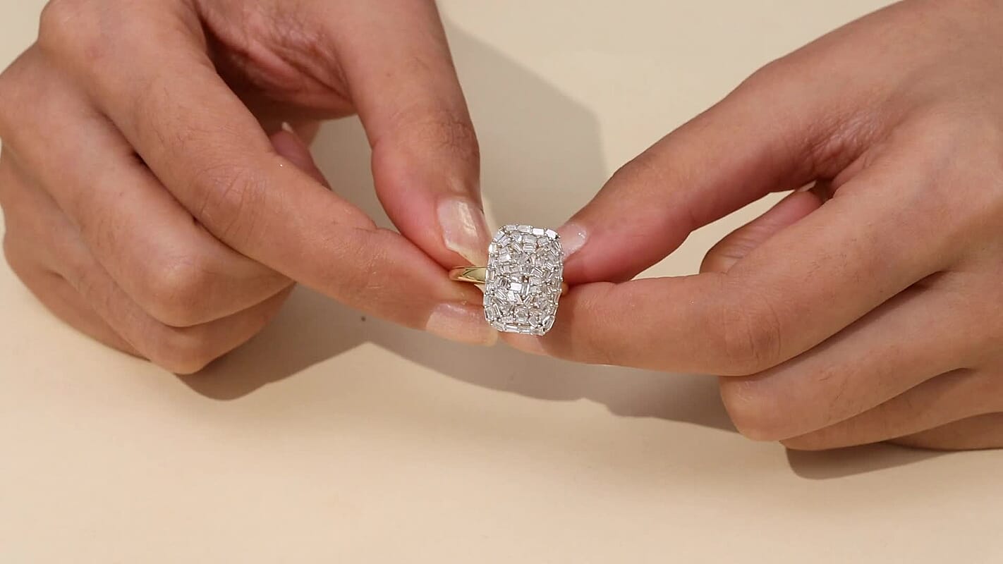 Luxuriant Lab Grown Diamond G-H SI 1.00 ctw Ring in 18K Vermeil Yellow Gold Over Sterling Silver (Size  10.0)