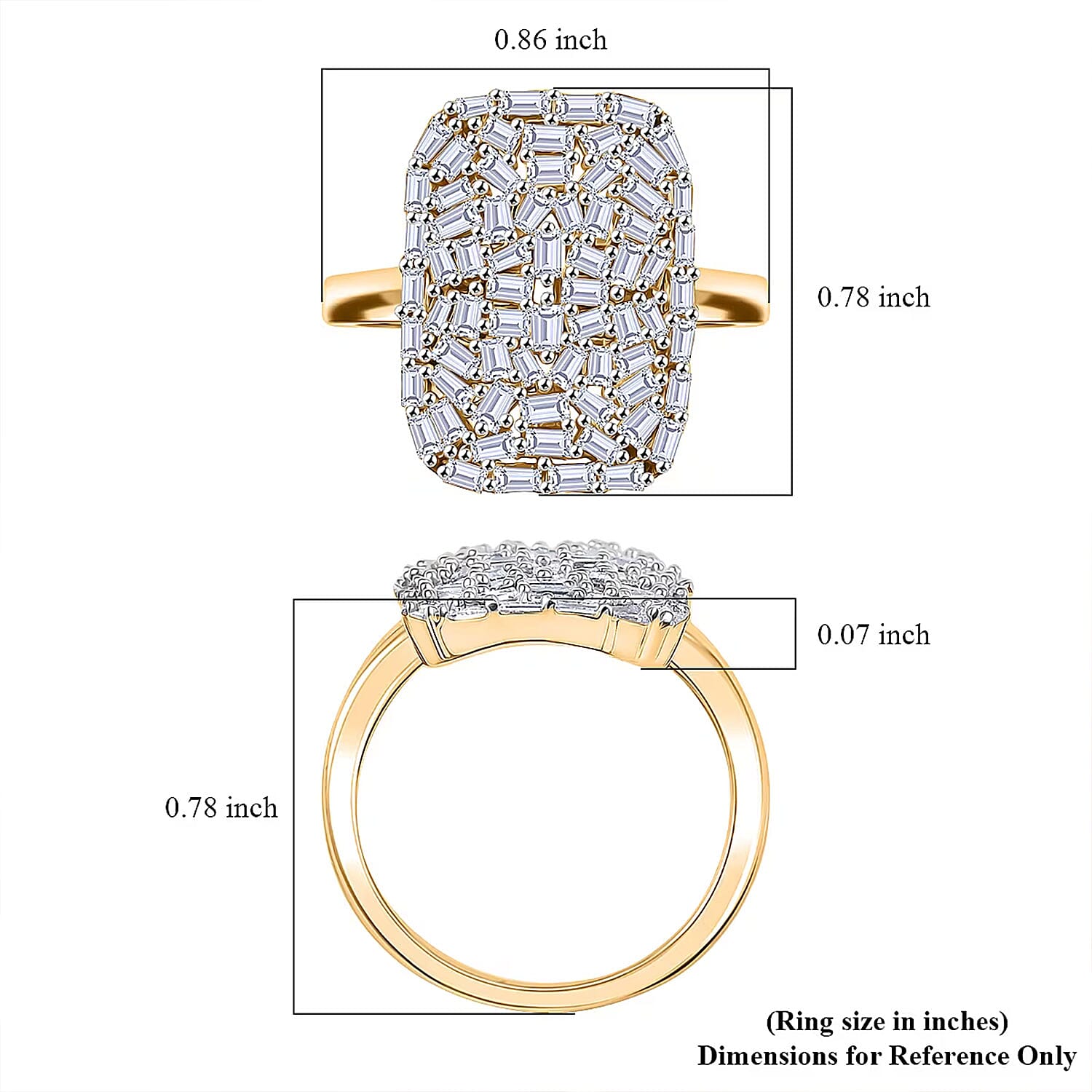 Luxuriant Lab Grown Diamond G-H SI 1.00 ctw Firecracker Ring in 18K Vermeil Yellow Gold Over Sterling Silver (Size 10.0)